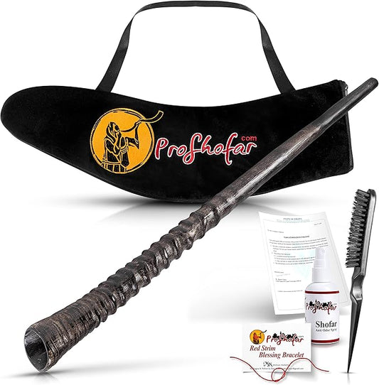 Authentic Gemsbok Oryx Natural Shofar | Premium Shofar Set | Handcrafted Jewish Kosher Ram's Horn for Jewish Holidays & Rituals