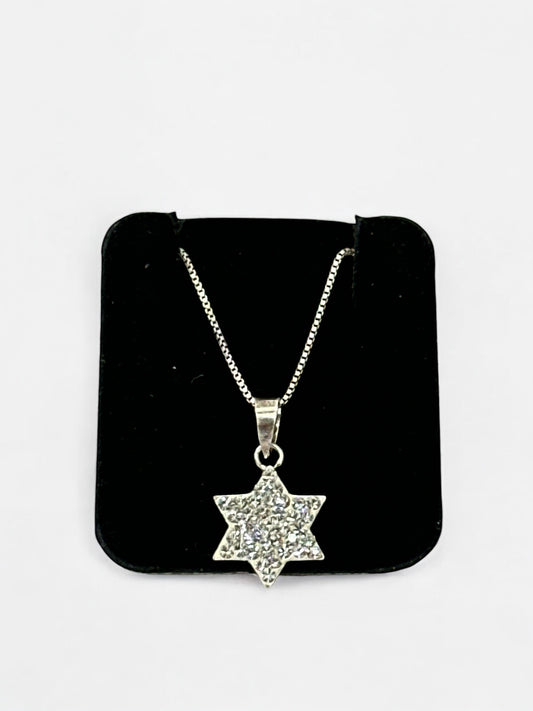 Crystal Star of David Pendant Necklace | Sterling Silver 925 Chain | Made in Israel