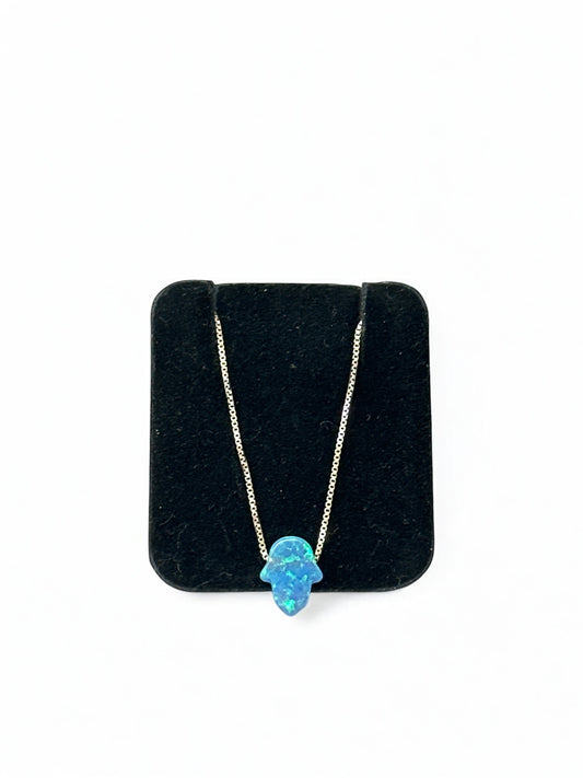 Natural Opal Hamsa Protection Pendant | Sterling Silver 925 Chain | Made in Israel