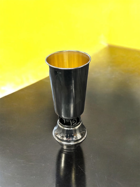 Pure Silver Kiddush Cup Set | Bore HaGefen Design Goblet | Handcrafted Jewish Wine Cup for Shabbat & Holidays | 100% Sterling Silver Judaica