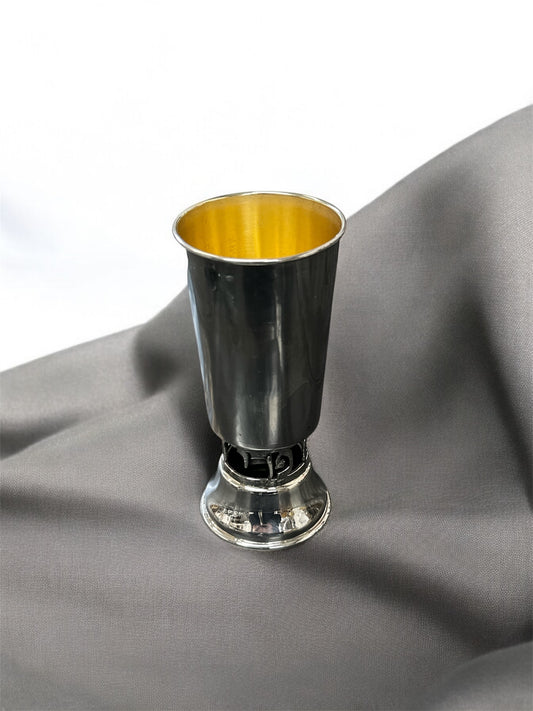 Pure Silver Kiddush Cup Set | Bore HaGefen Design Goblet | Handcrafted Jewish Wine Cup for Shabbat & Holidays | 100% Sterling Silver Judaica