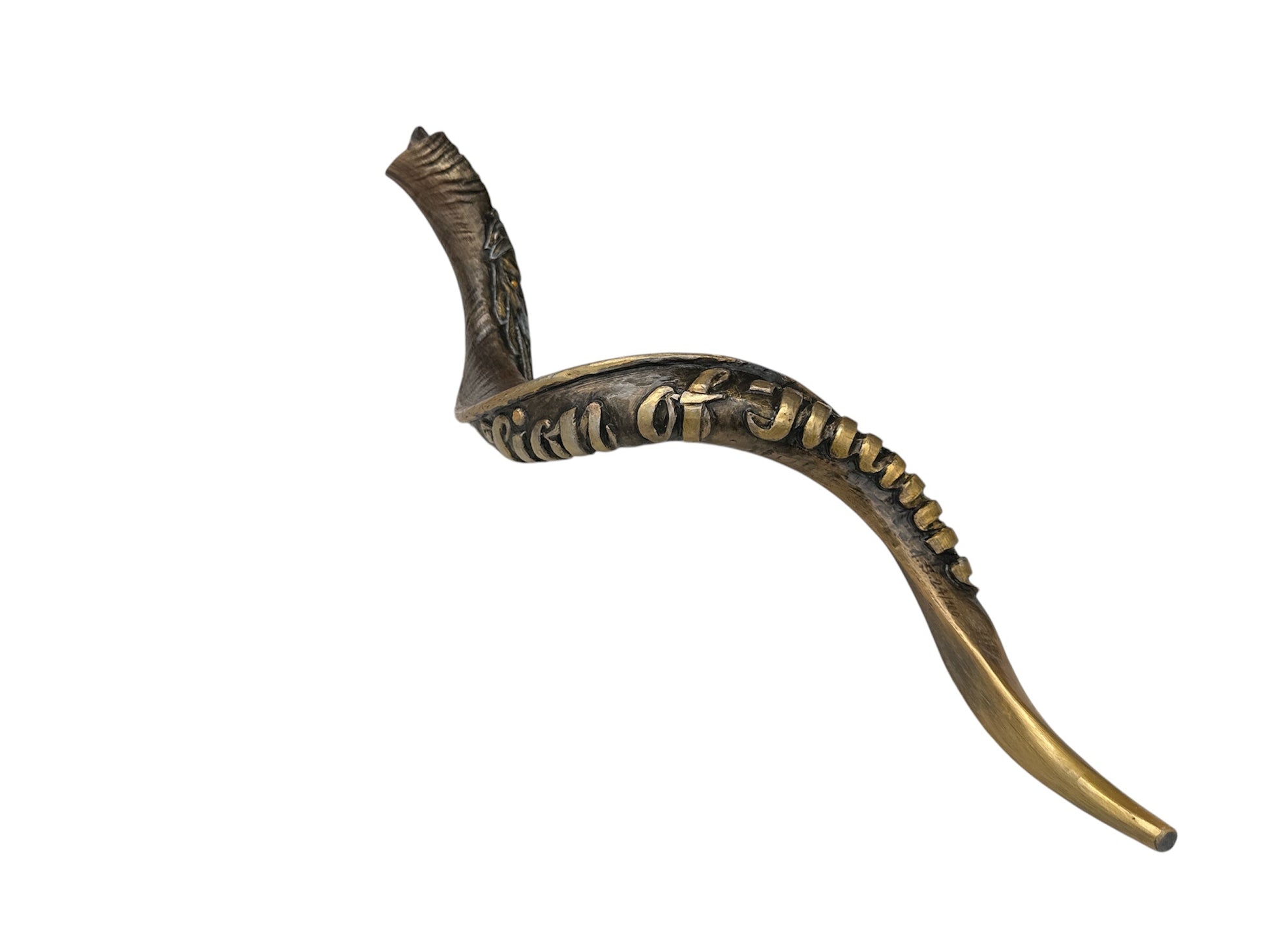 Premium kudu Lion of Judah shofar with hand-engraved Hebrew inscription
