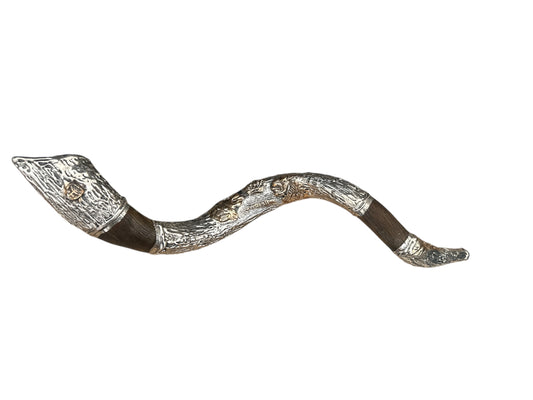Sterling Silver Lion of Judah Kudu Shofar | Hand-Crafted Ceremonial Horn | Unique Collector's Piece