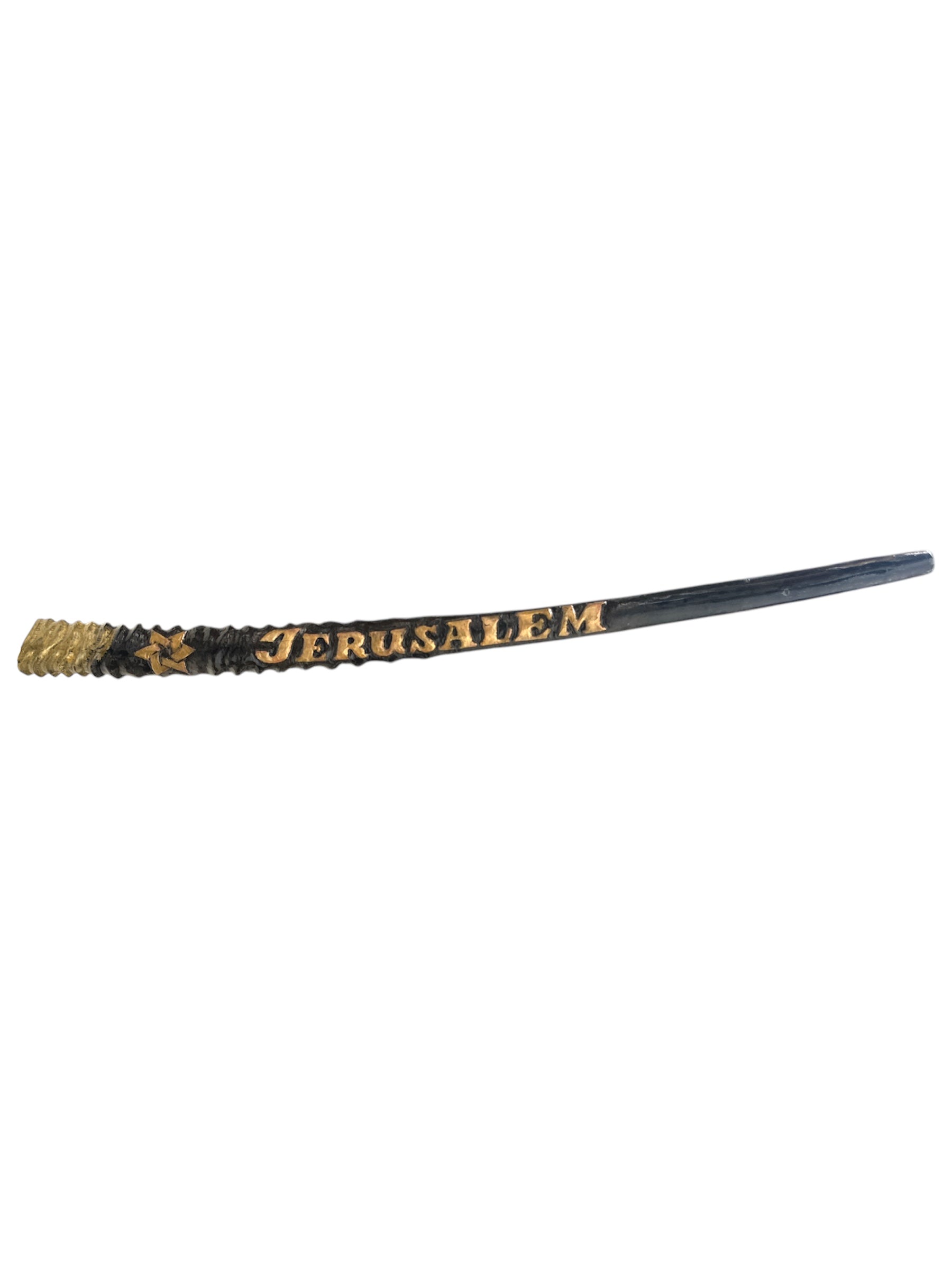 Limited edition Jerusalem oryx shofar with gold text engraving