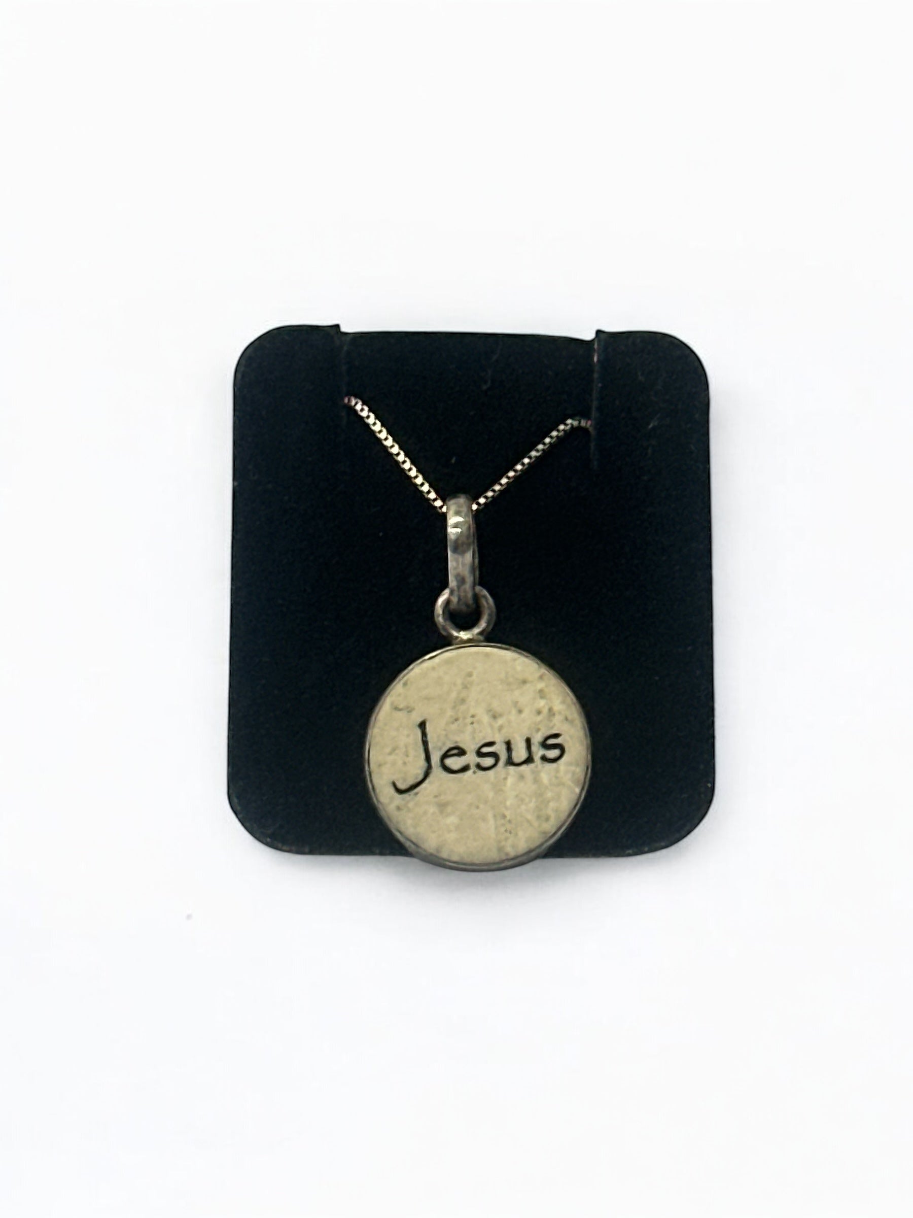 'Jesus' Jerusalem stone medallion necklace in sterling silver