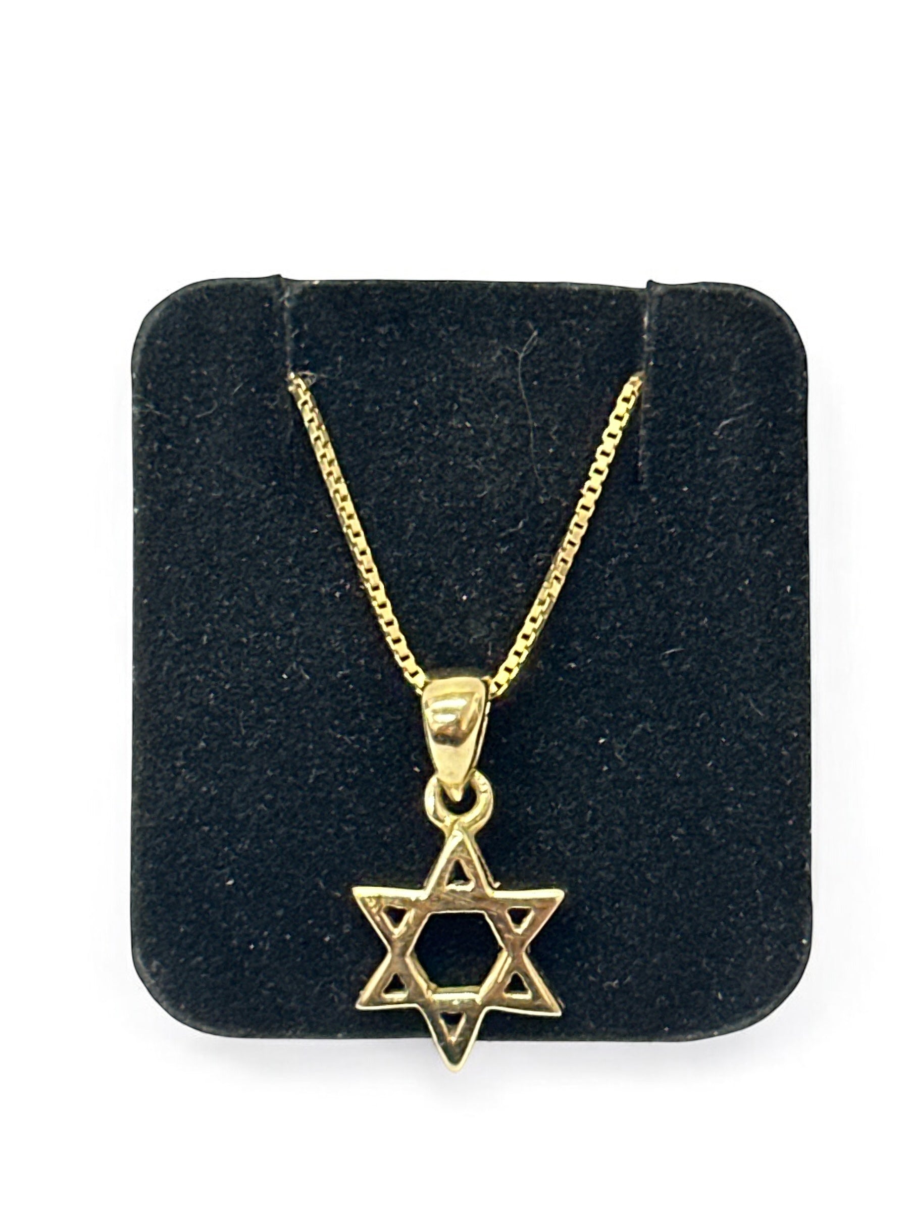 Gold-filled Star of David pendant necklace over sterling silver