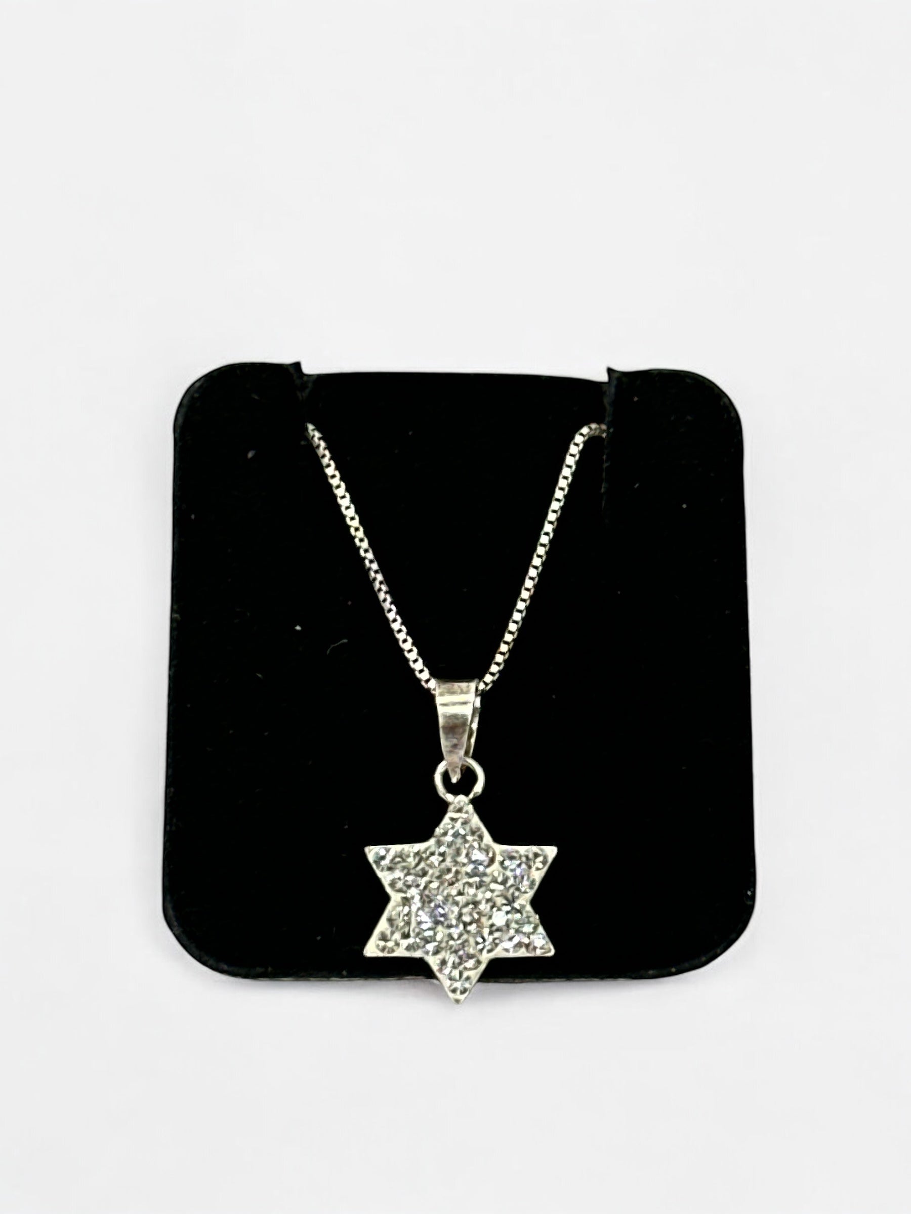 Crystal Star of David pendant necklace in sterling silver