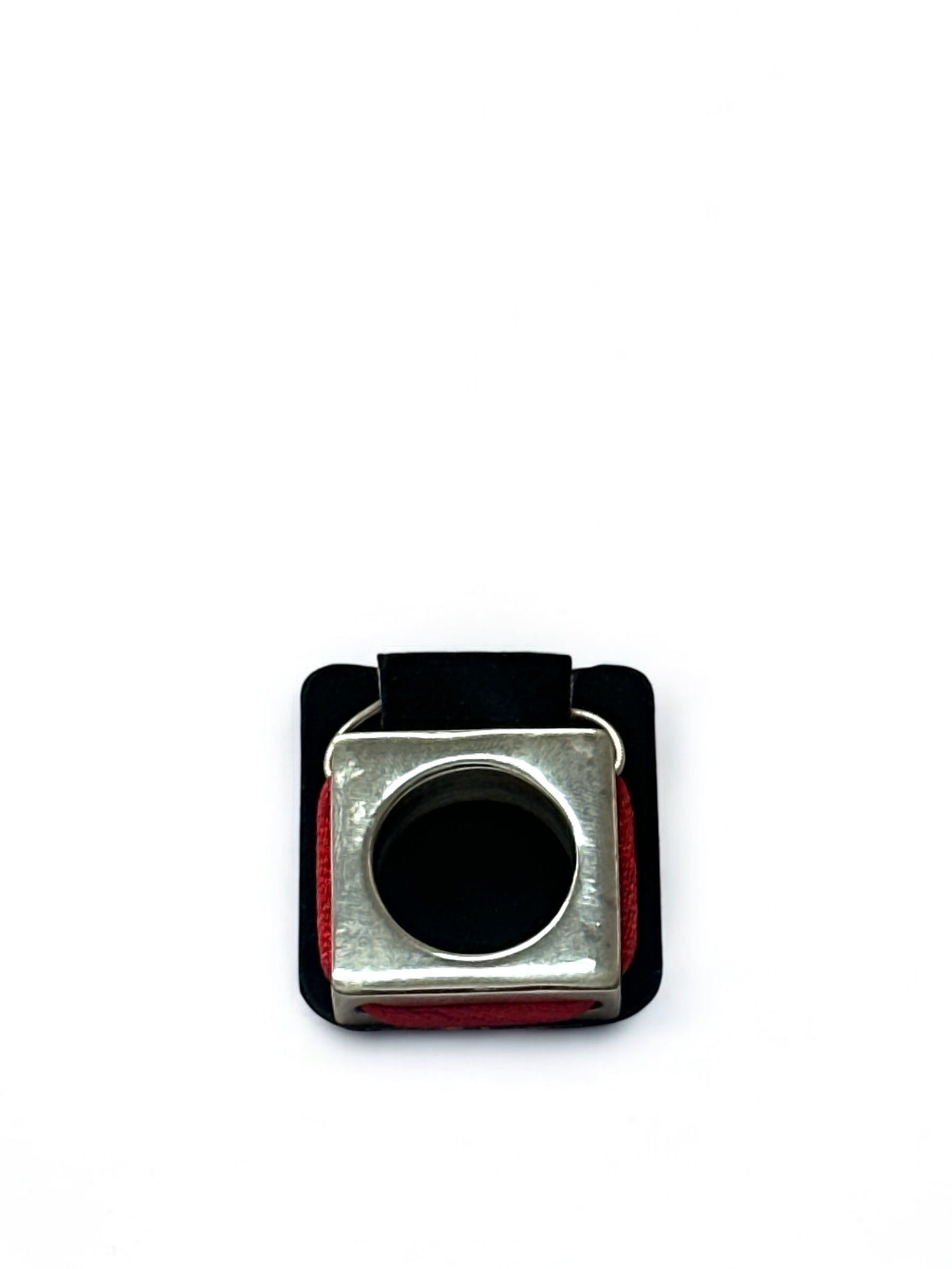 Circle of Commitment red string blessing ring pendant in sterling silver