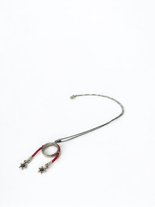 Marriage Blessing Ring with Red String & Star of David Charms | Sterling Silver 925 | Made in Israel