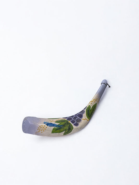 Handcrafted Decorative Shofar Bottle for Anointing Oils | Hand-Painted Seven Species Design | Made in Israel