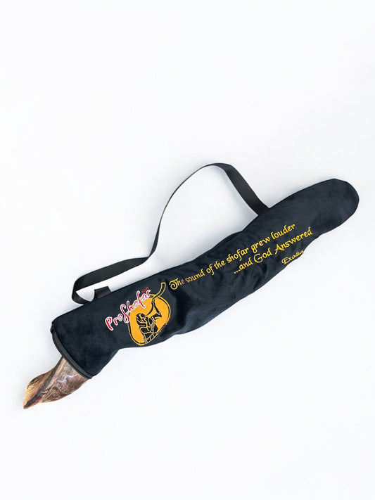 Premium Velvet Shofar Carrying Bag | ProShofar Logo with Biblical Verse | Protective Storage Case